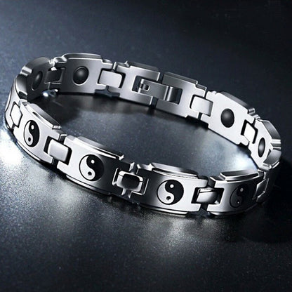 Men's Titanium Steel Bracelet – Haematite Geometric Bangle