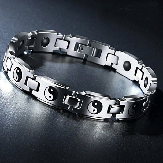 Men's Titanium Steel Bracelet – Haematite Geometric Bangle