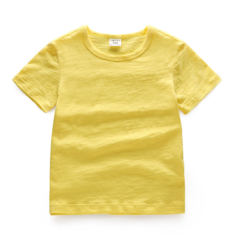 Kids Solid Colour Short Sleeve Cotton T-Shirt – Unisex | 5 Colours