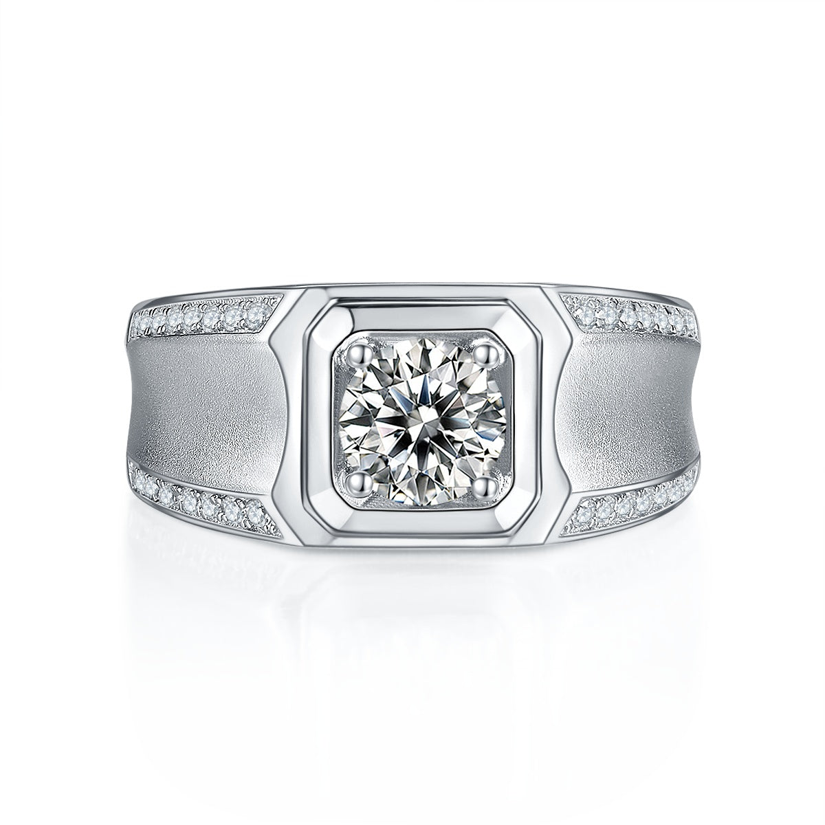 Men's Moissanite 925 Sterling Silver Platinum-Plated Ring | 1, 2 & 3 Carat | GRA Certified