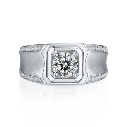 Men's Moissanite 925 Sterling Silver Platinum-Plated Ring | 1, 2 & 3 Carat | GRA Certified