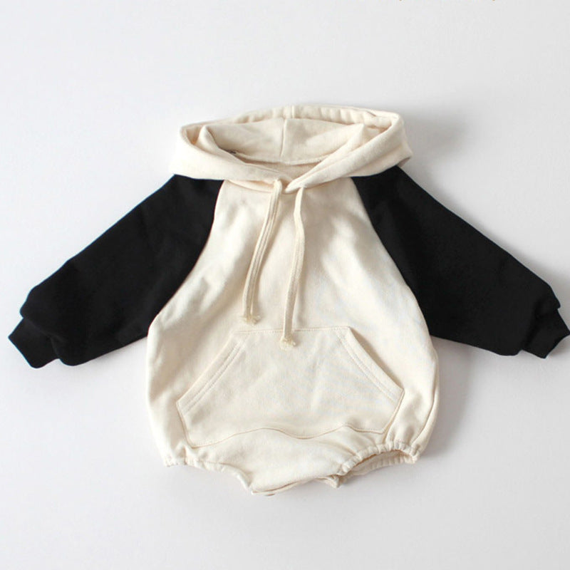 Baby & Toddler Contrast Sleeve Hooded Pullover | Cotton Kids Sweater
