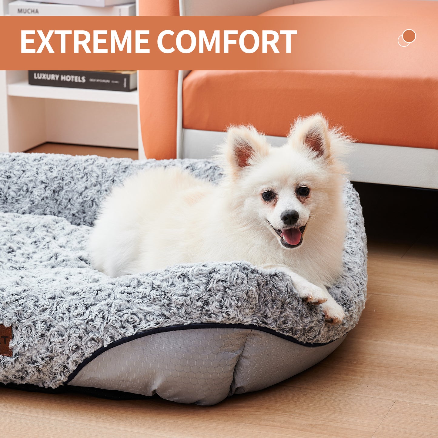 Swirl Rose Velvet Calming Dog & Cat Bed – Anti-Anxiety Donut Bed | S–L