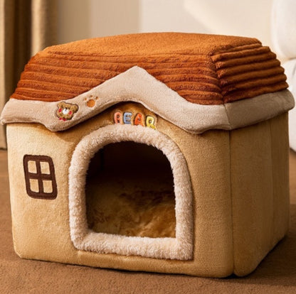 Foldable Enclosed Pet Cave Bed – Warm Kennel for Dogs & Cats | 13 Designs | S, M & L