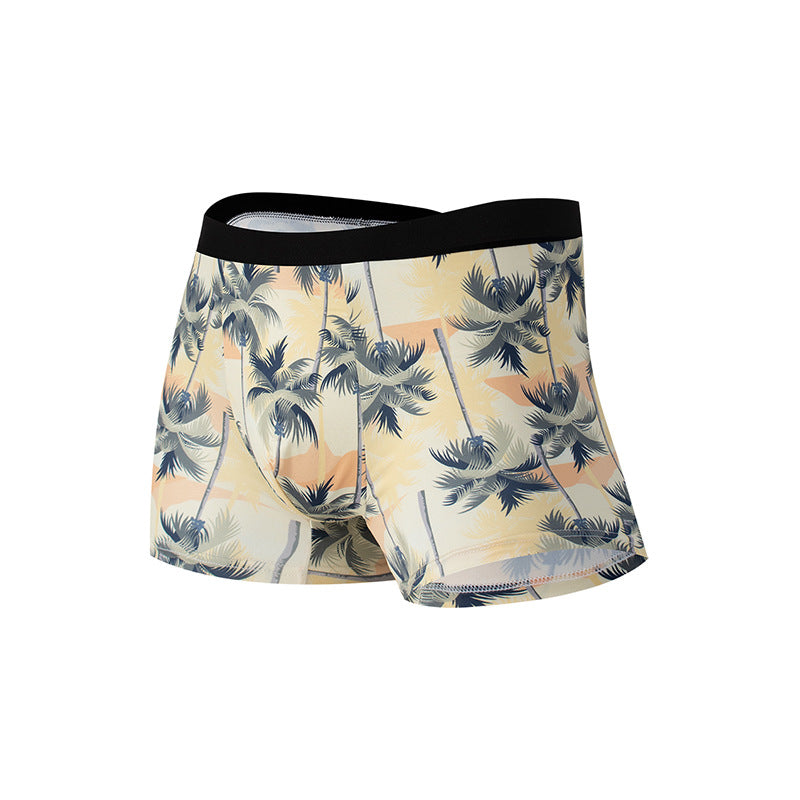 Men's Ice Silk Graffiti Print Boxer Briefs – Antibacterial Quick-Dry 4 Designs