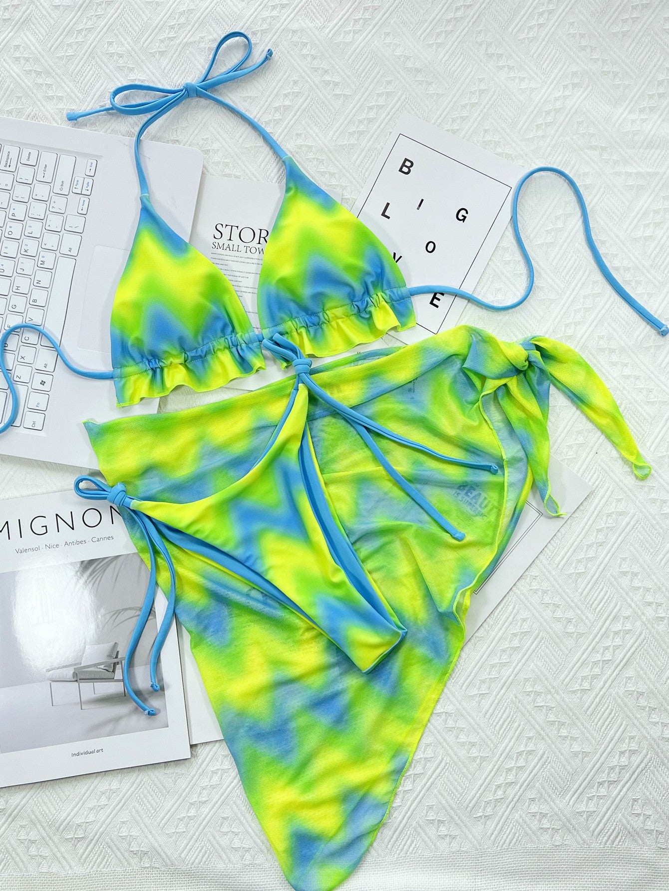 Women's Tie-Dye Bikini Set with Skirt | 3-Piece Swimwear