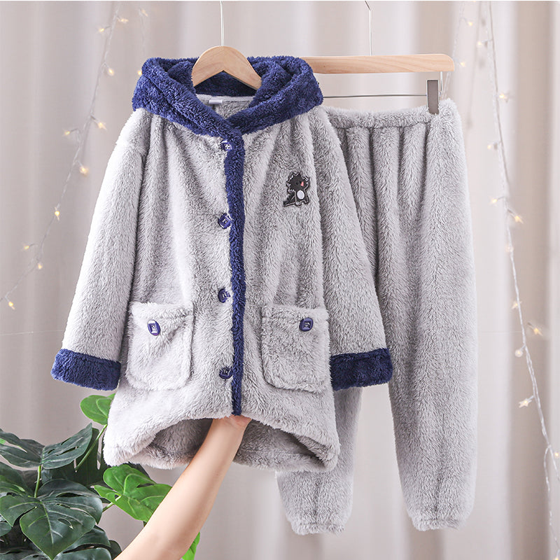 Children's Dinosaur Thickened Coral Fleece Pyjama Set