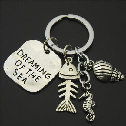 Antique Silver Skull Turquoise Keychain | Alloy Charm Pendant | JP Collections