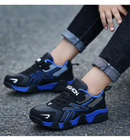 Children's Basketball Trainers – Boys' Sports Shoes, Blue & Orange