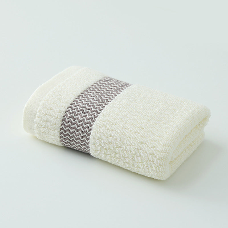 Jacquard Water Pattern Cotton Bath Towel | Thickened | Khaki, Green & Beige