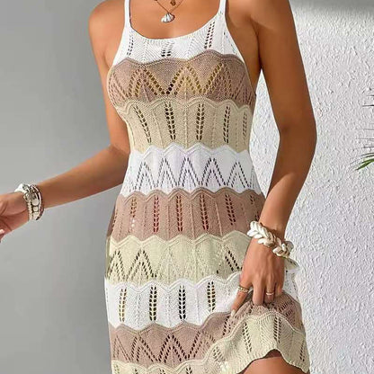 Women's Colour-Block Knitted Midi Dress