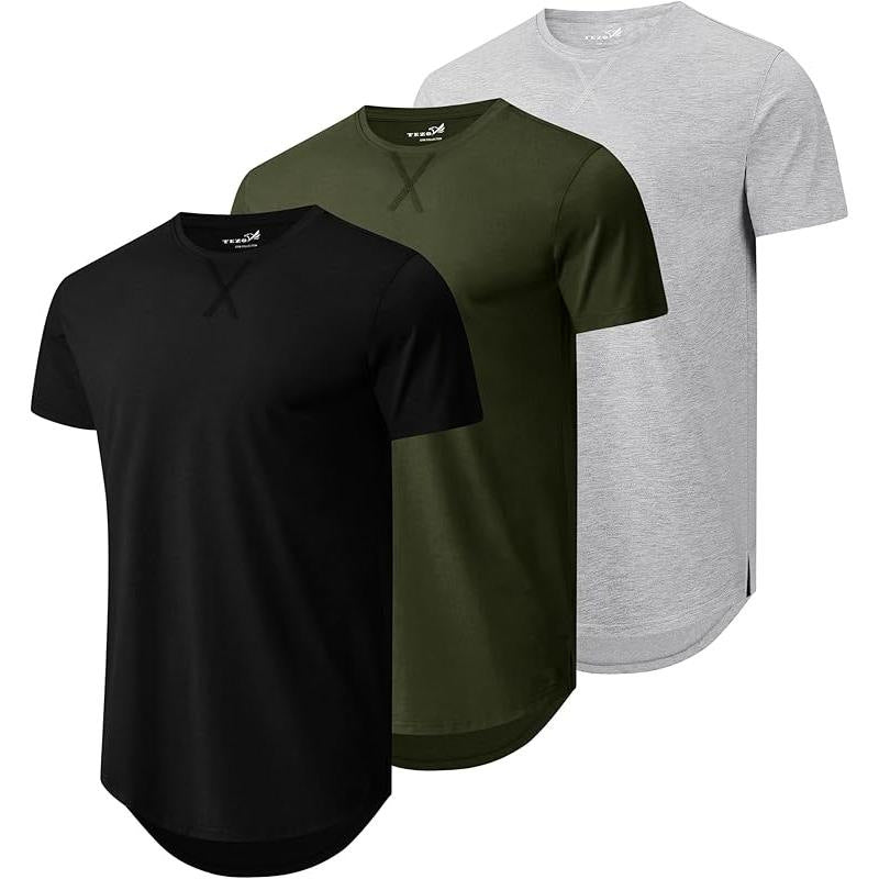 Men's Printed Mesh Cotton Blend T-Shirt - Loose Fit Crew Neck 14 Colours S-3XL