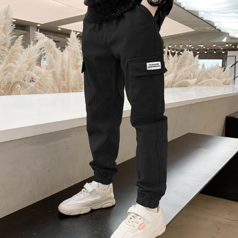 Boys Cotton Cargo Trousers | Multi-Pocket Casual Pants | Heights 110-170cm