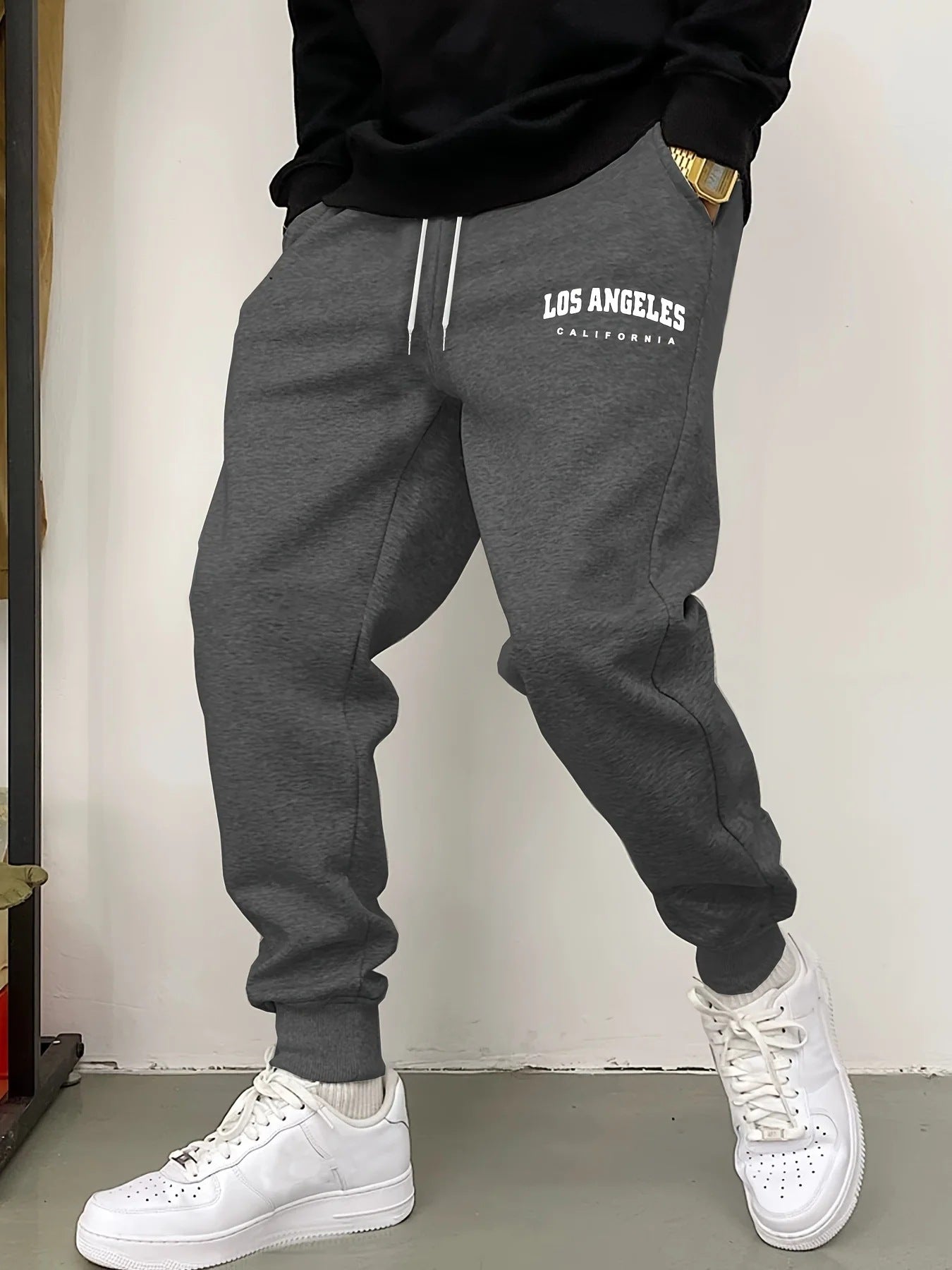 Men's Casual Fleece Sweatpants – Letter Print Sport Joggers