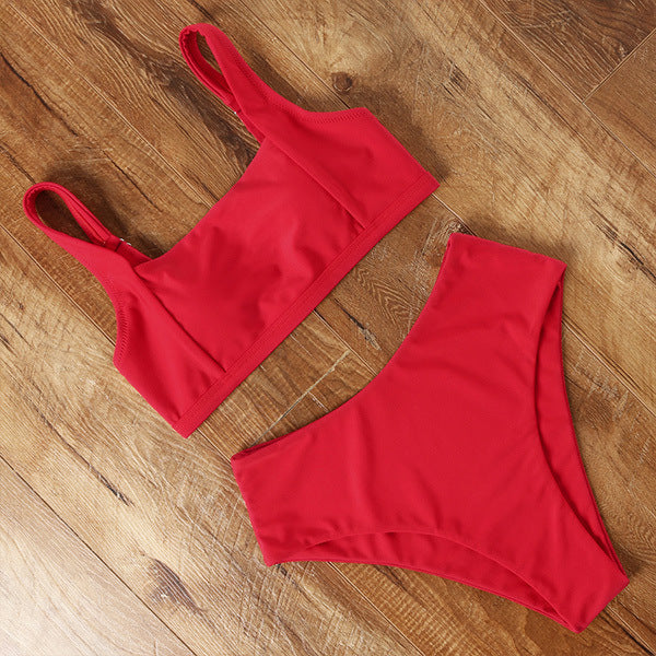 Women's High-Waist Bikini Set – 22 Colours, Bra & Shorts