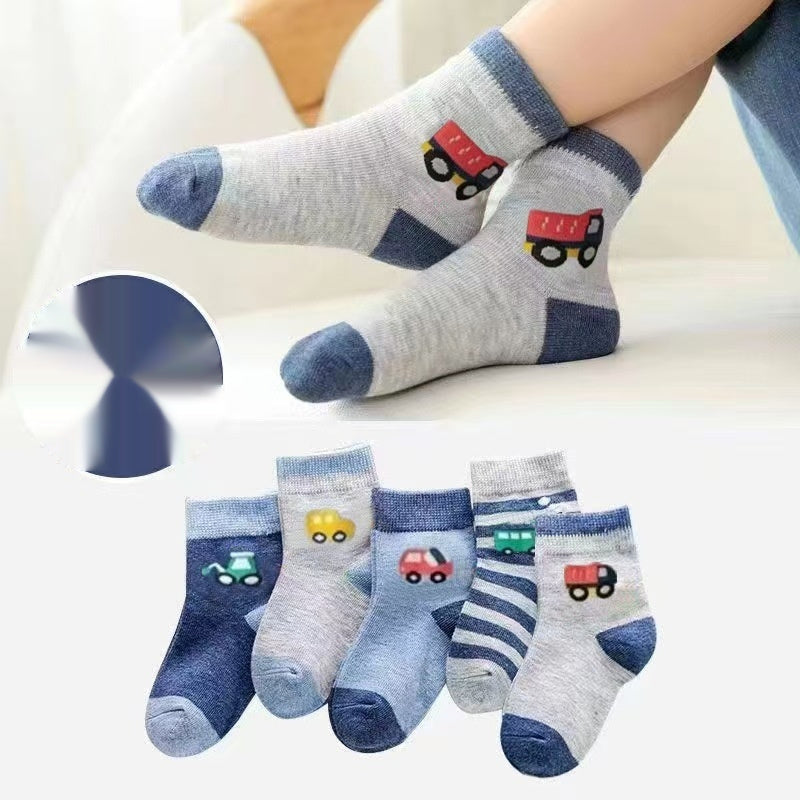 Children's Cartoon Cotton Socks – Dinosaur, Car & Bear | Kids Socks