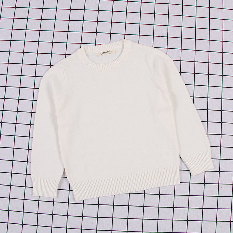 Children's Solid Colour Knitted Cotton Pullover Sweater | Boys & Girls | Age 12M-8Y