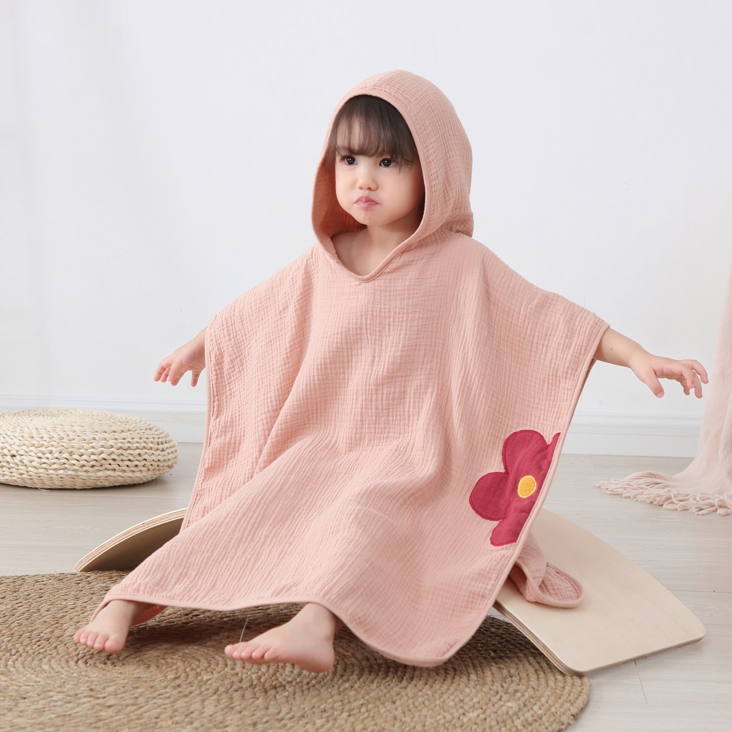 Children's 4-Layer Cotton Gauze Hooded Bath Towel | Wearable Poncho