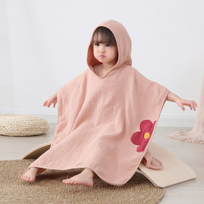 Children's 4-Layer Cotton Gauze Hooded Bath Towel | Wearable Poncho