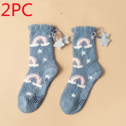 Women’s Japanese Coral Fleece Cartoon Socks Thick Winter 6 Designs