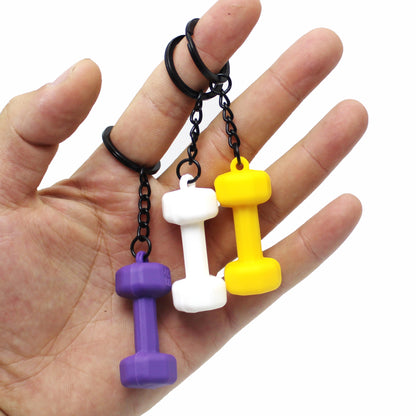 Rubber Dumbbell Keychain | Novelty Gym Charm | 10 Colours