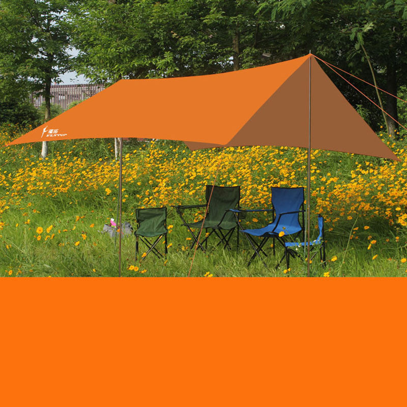 290×300cm Waterproof Camping Tarp & Canopy – 210D Oxford Cloth Sun Shelter with Poles & Pegs