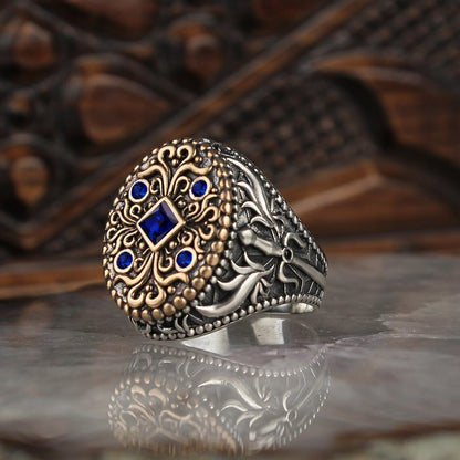 Women's Two-Tone Geometric Ring – Vintage European Style Alloy Band