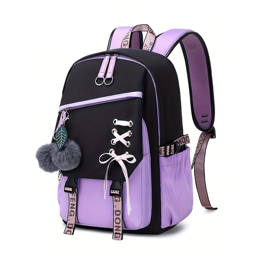 Girls' Cute Bow Backpack – Sweet Solid Colour School & Everyday Bag