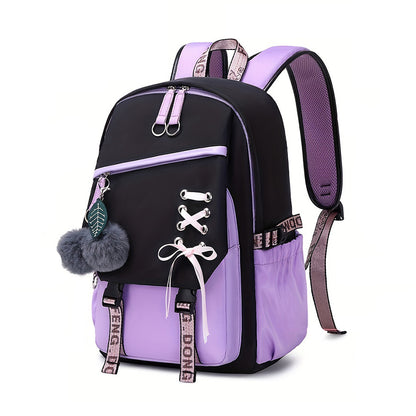 Girls' Cute Bow Backpack – Sweet Solid Colour School & Everyday Bag