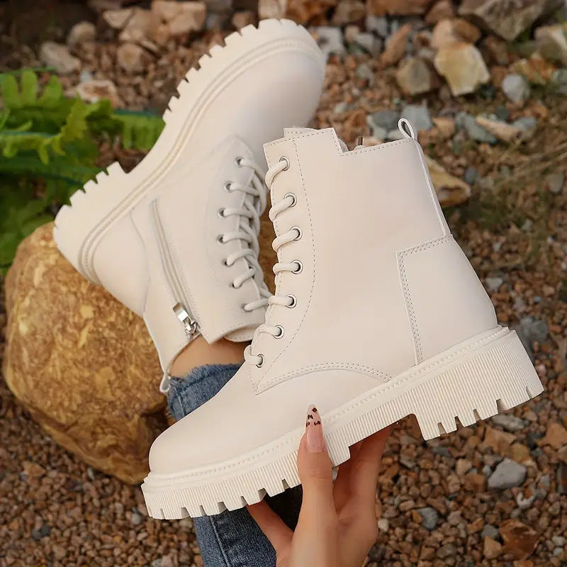 Women's Chunky Heel Ankle Boots – Side Zip Round Toe | EU 35–42