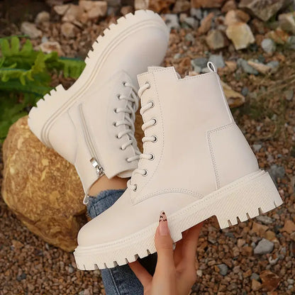 Women's Chunky Heel Ankle Boots – Side Zip Round Toe | EU 35–42