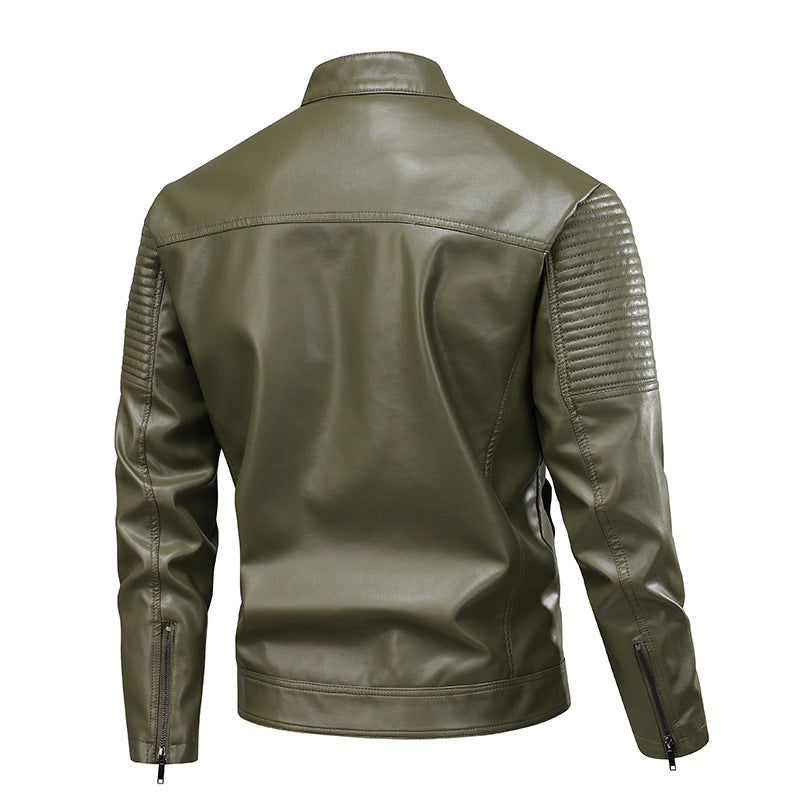 Men's Slim-Fit PU Leather Biker Jacket | Stand Collar S–3XL
