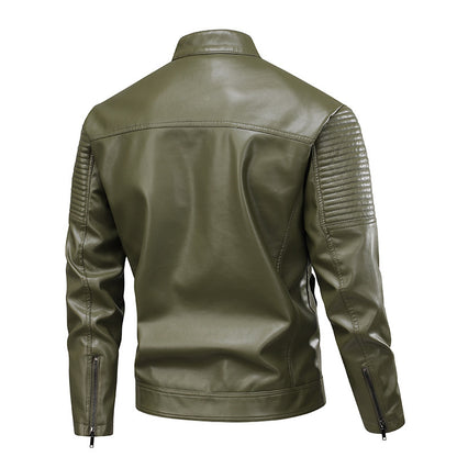 Men's Slim-Fit PU Leather Biker Jacket | Stand Collar S–3XL