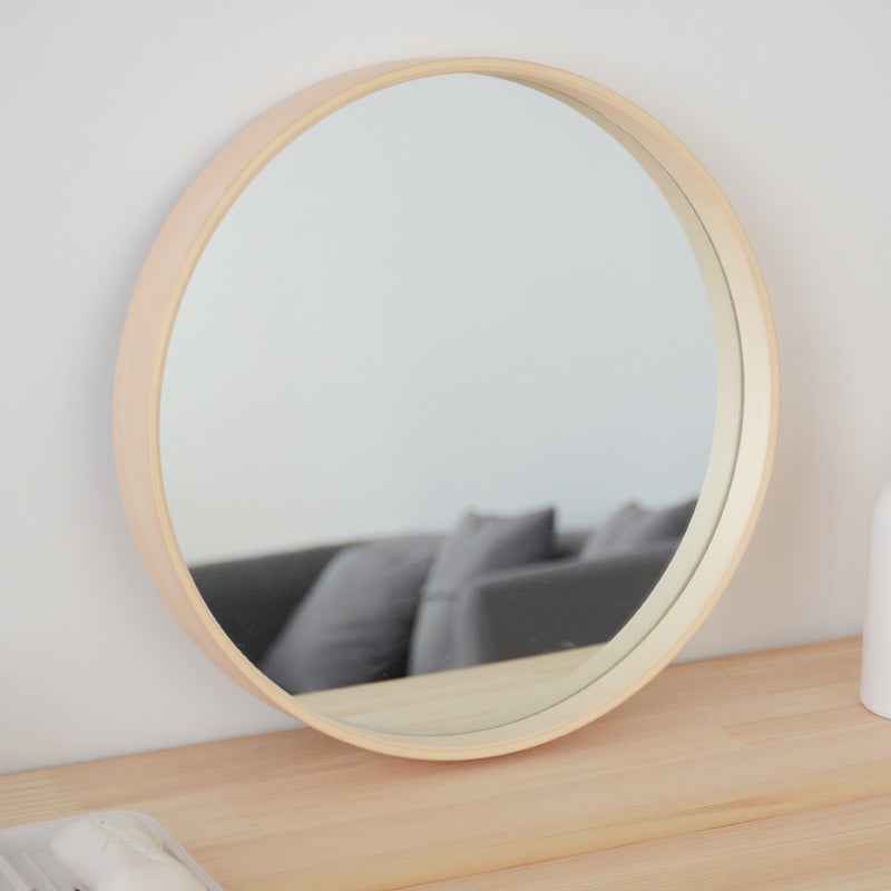 Solid Wood Round Wall Mirror – Natural Log Finish Hanging Mirror for Bathroom & Bedroom