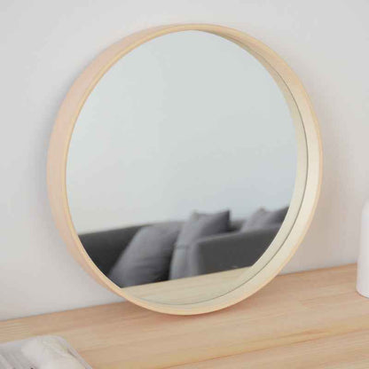 Solid Wood Round Wall Mirror – Natural Log Finish Hanging Mirror for Bathroom & Bedroom