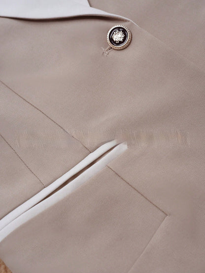 Women's Contrast Button Blazer – Elegant Workwear, Sizes L–4XL