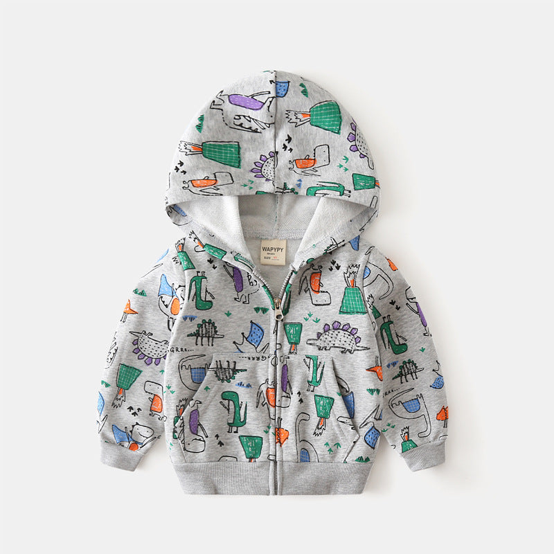 Children's Cartoon Full-Print Hooded Coat | Cotton Kids Pullover Jacket