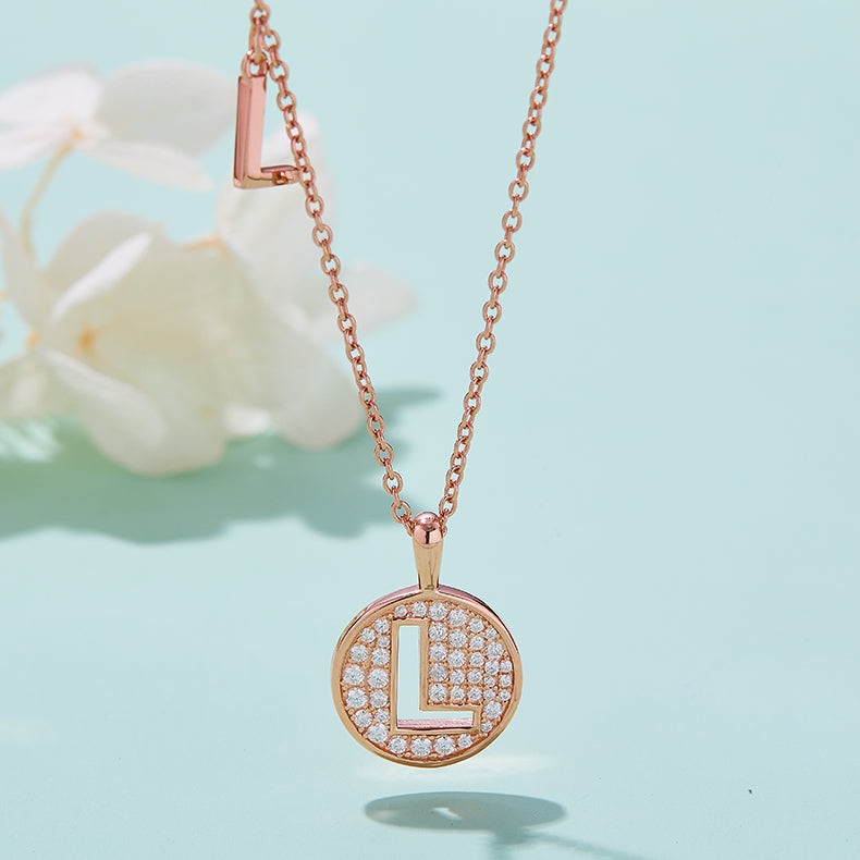 S925 Silver Moissanite Initial L Pendant Necklace