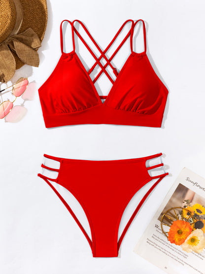 Women's V-Neck Halter Bikini Set | Two-Piece Swimsuit