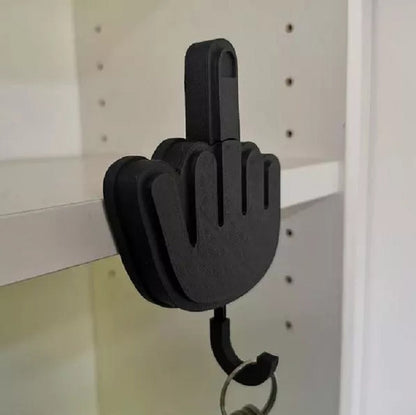 Novelty Middle Finger Key Hook | Desktop Key Holder | Wood & Plastic