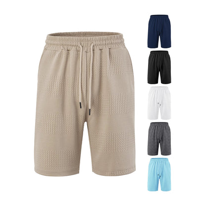 Men's Jacquard Stripe Casual Shorts | Polyester Loose Fit S-3XL
