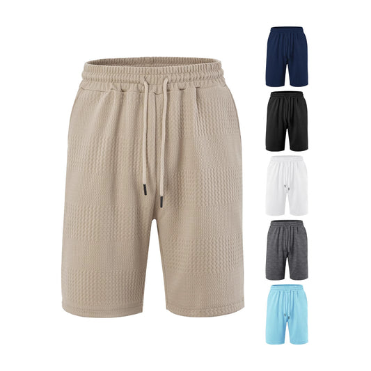 Men's Jacquard Stripe Casual Shorts | Polyester Loose Fit S-3XL