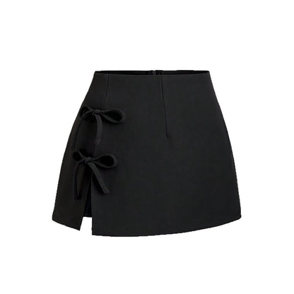 Women's Bow Detail Zip A-Line Mini Skirt