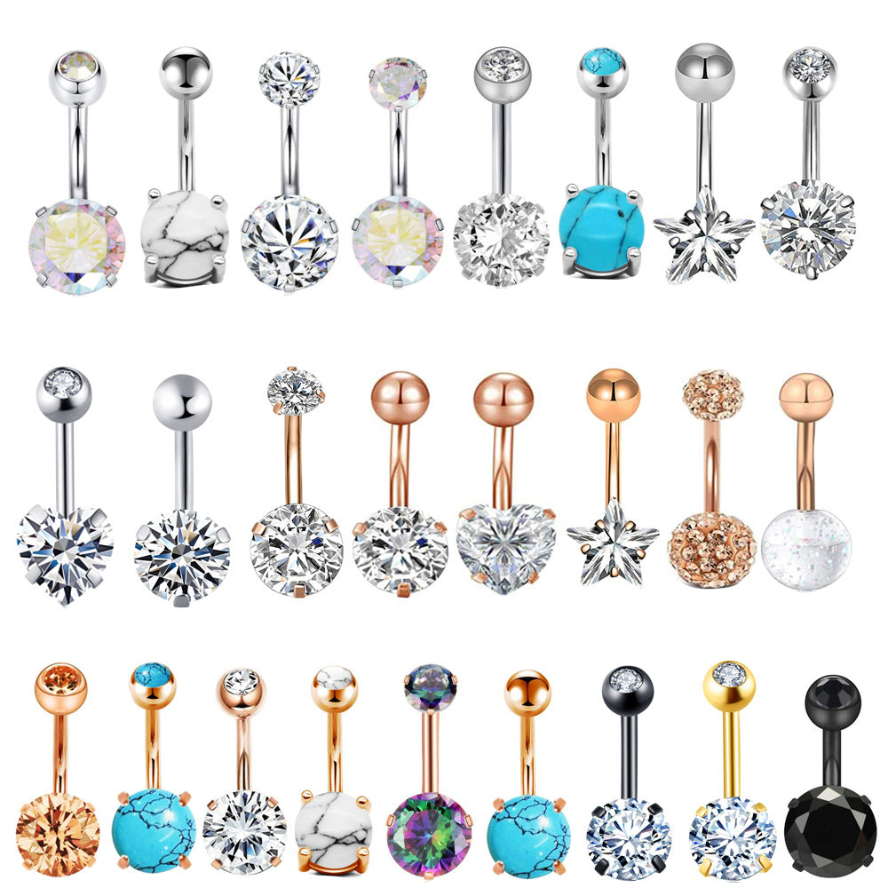 Stainless Steel Navel Stud – Belly Button Piercing Jewellery, 30 Styles