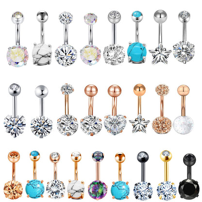 Stainless Steel Navel Stud – Belly Button Piercing Jewellery, 30 Styles
