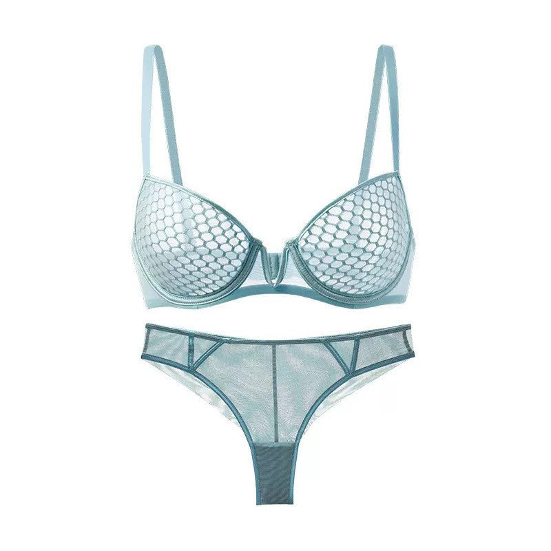 Women's French Lace 3/4 Cup Bra & Panties Set | Ultra-Thin Mould Lingerie