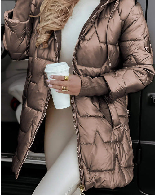 Women's Hooded Padded Coat with Triple Zip | S–3XL | 5 Colours