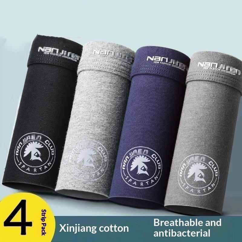 Men’s Cotton Boxer Briefs – Pack of 4 Breathable Printed Underwear