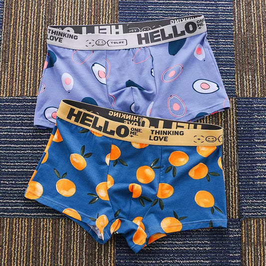 Men's Cotton Boxer Briefs Fruit Print Multi-Pack – 2, 3 or 4 Pairs