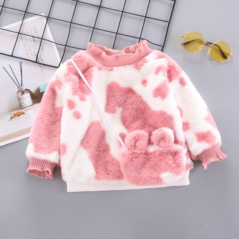 Girls Plush Fleece Sweatshirt – Soft Cotton Kids Pullover